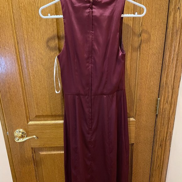 Charmeuse Sleeveless Cowl Bridesmaid Dress Wine Red US 0 - Picture 4 of 4